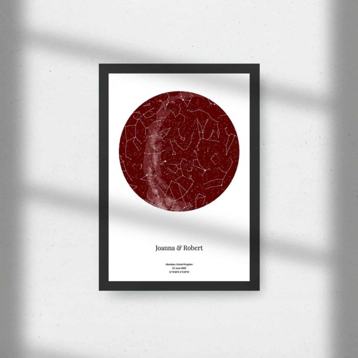 Deep red personalised star map