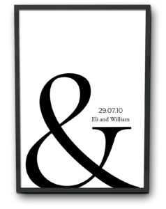 You and me personalised poster white print