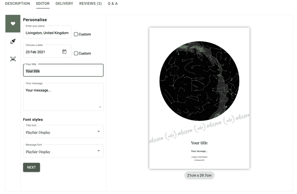 Online star map maker